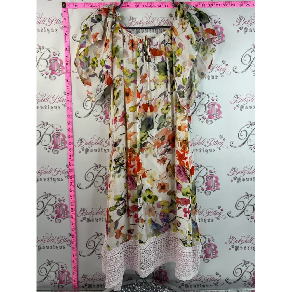 Rosemarine dress Italy flowers flowy Floral Chiffon Dress in Pastel Watercolors